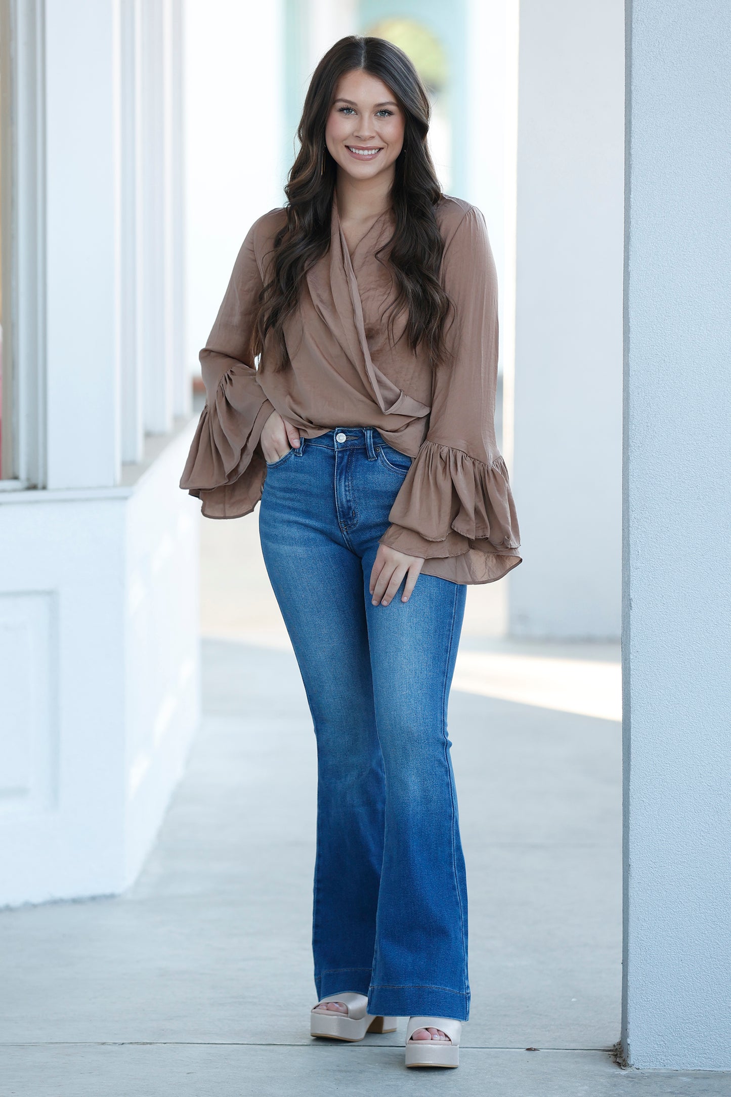 Ruffled Wrap Blouse