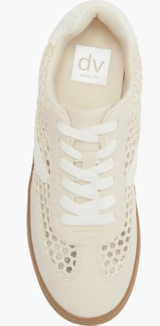 Voyage R Off White Raffia Sneakers