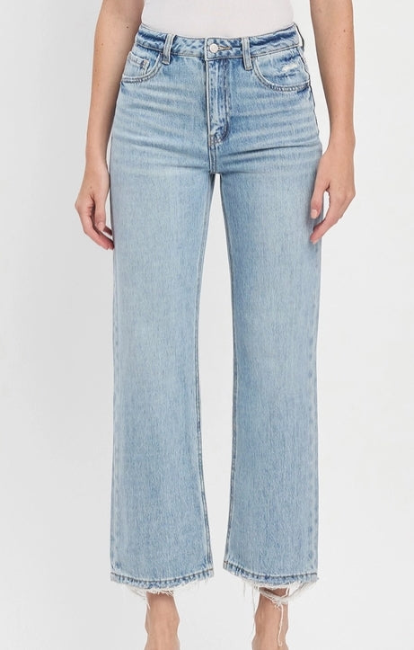 90's Super High Rise Ankle Slim Wide Jeans