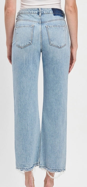 90's Super High Rise Ankle Slim Wide Jeans