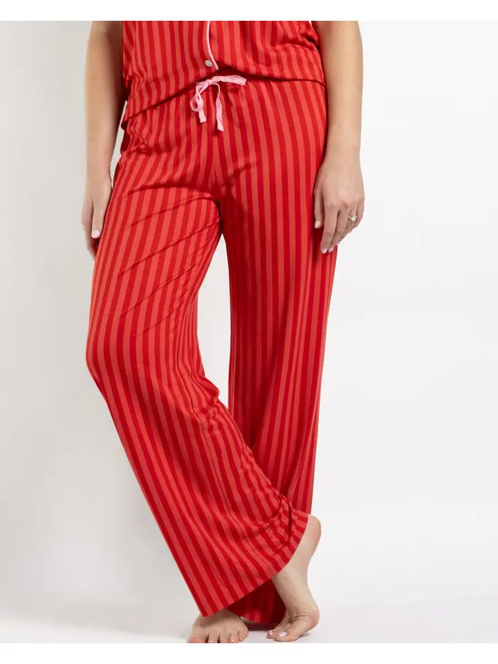 Carissa Stripe Sleep Pants Red/Pink