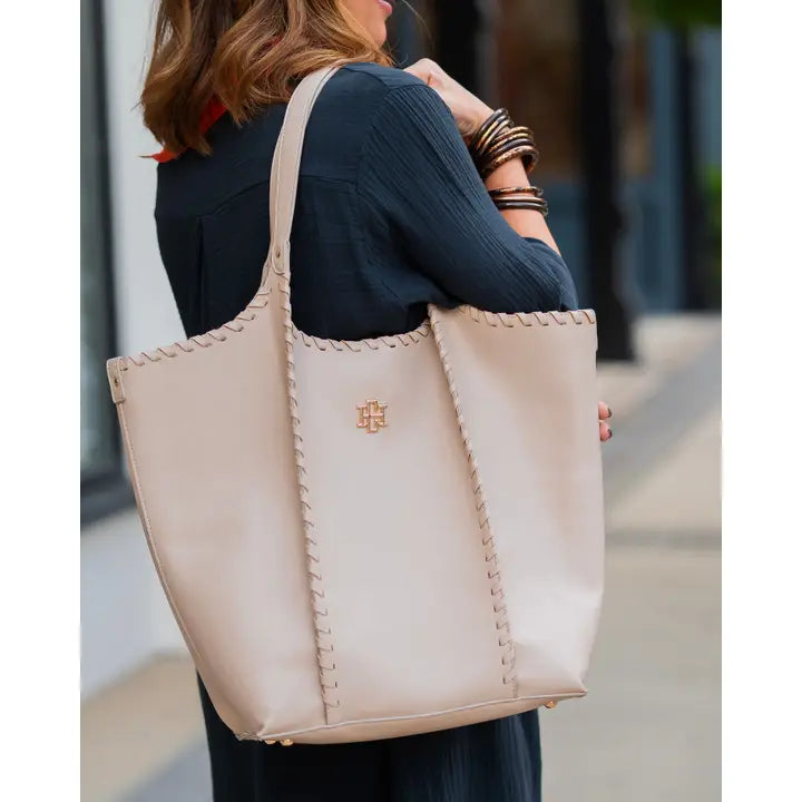 Emory Whipstitch Tote, Stone