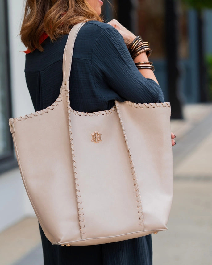 Emory Whipstitch Tote, Stone