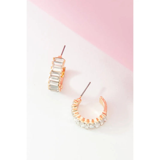 Baguette Stone Circle Hoops