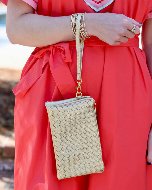 Liz Crossbody , Woven Gold