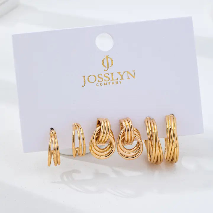 Multi Line Hoop Earrings
