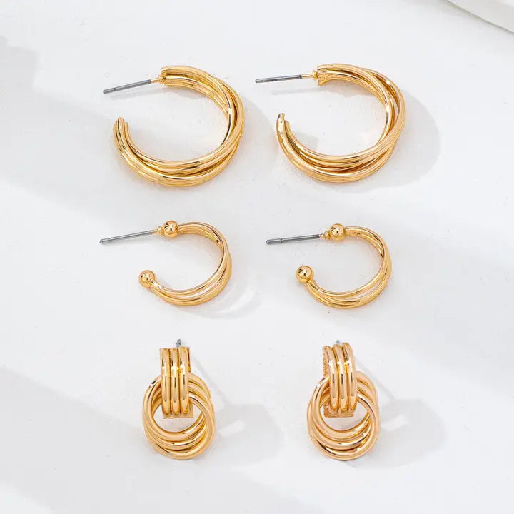 Multi Line Hoop Earrings