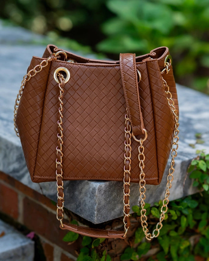 Lainey Mini Tote, Woven Chocolate