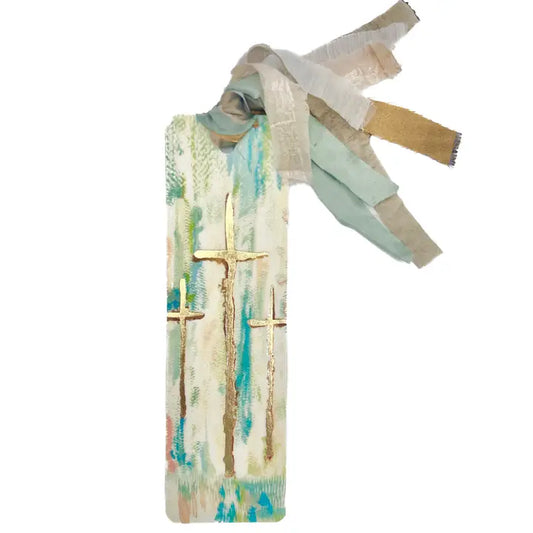 Bible Bookmark , Three Golden Crosses