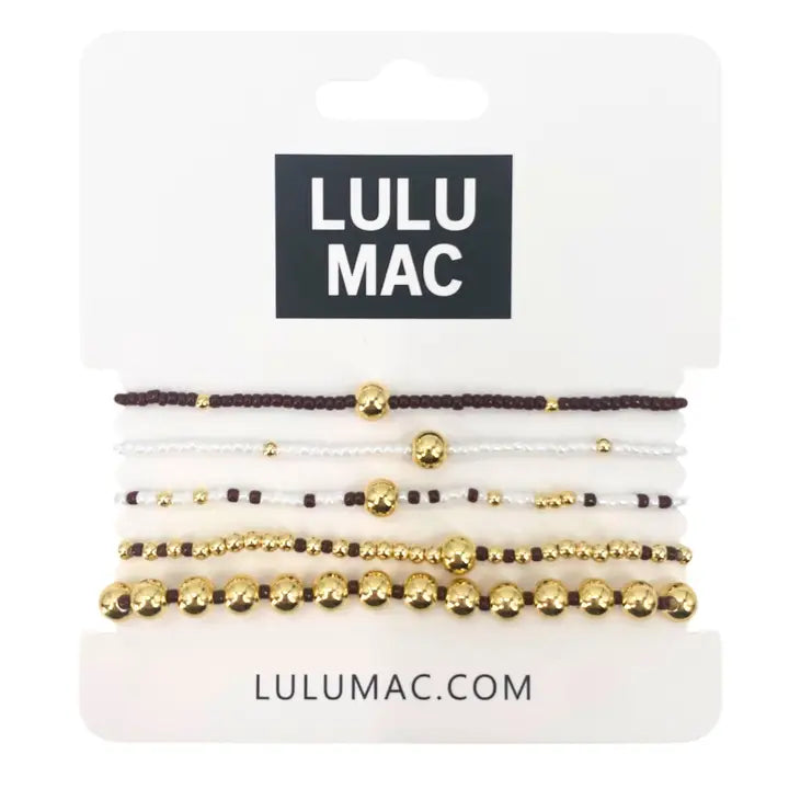Maroon/White Lulu Mac Bracelet Set