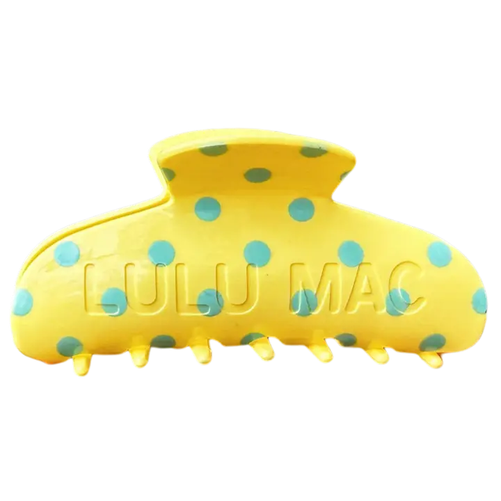 Lulu Mac Hair Clip, Butter/Blue Dot