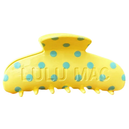 Lulu Mac Hair Clip, Butter/Blue Dot