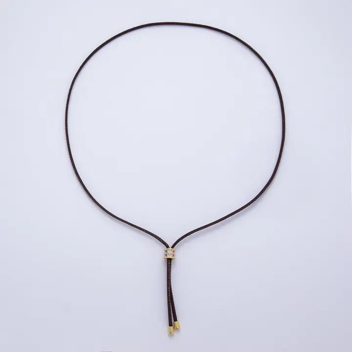 Brown Leather Bolo Chain 18in Necklace