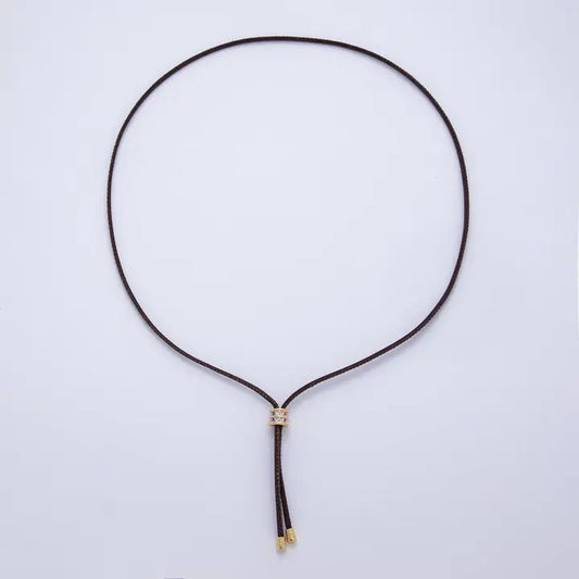 Brown Leather Bolo Chain 18in Necklace