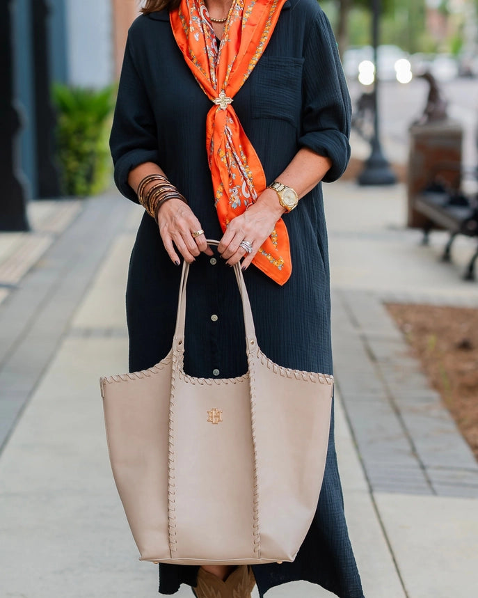 Emory Whipstitch Tote, Stone