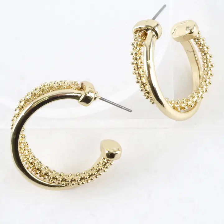 Two Texture Twist Hoop Earrings