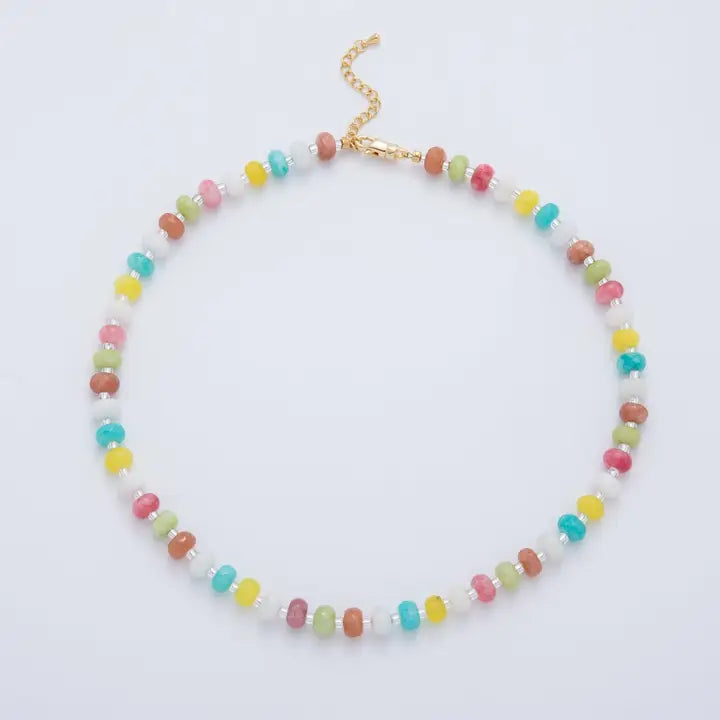 Splashed Earth & Sky Toned Color Gemstone 17.3 Necklace , 3