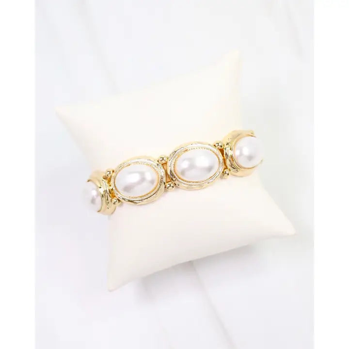 Galant Framed Pearl Stretch Bracelet