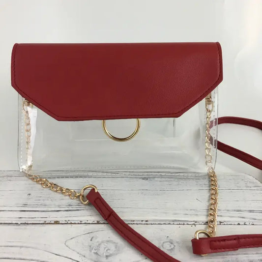 Red Trim Clear Purse