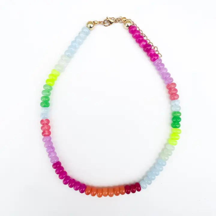 Sorbet Glow Rainbow Bead Necklace