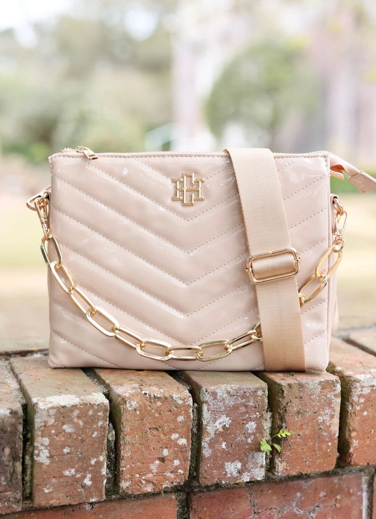 Cream Patent Ariana Crossbody