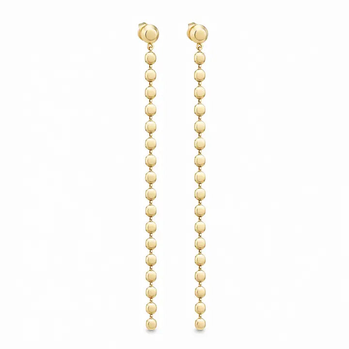 Small Gold Disk Chain Drop Earrings