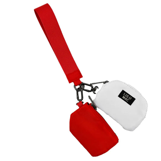 Lulu Mac Double Pouch Wristlets , Red/White
