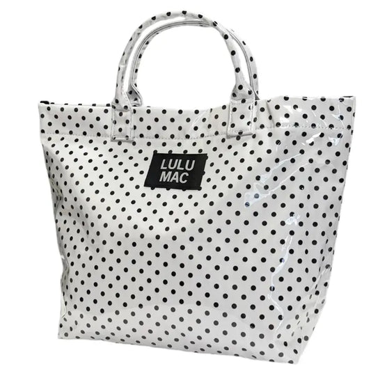 Lulu Mac Tote Bag, White/Black Dot