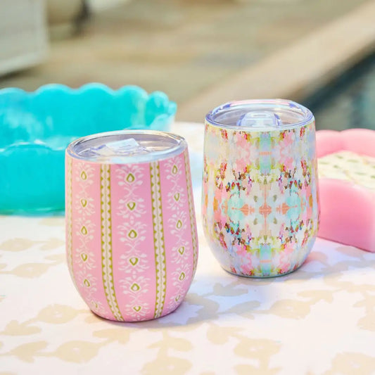 Rosemary Stripe Pink 12oz Wine Tumbler