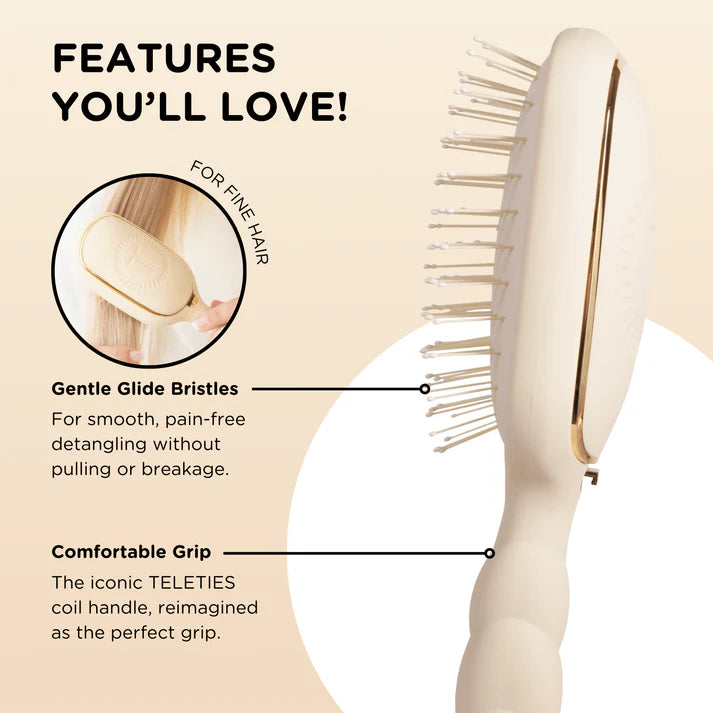 Teletie Detangler Hair Brush Tan, Fine Hair