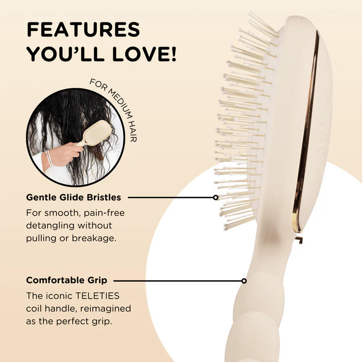 Teletie Detangler Hair Brush Tan, Medium Hair