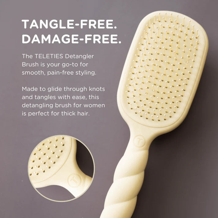 Teletie Detangler Hair Brush Tan, Thick Hair