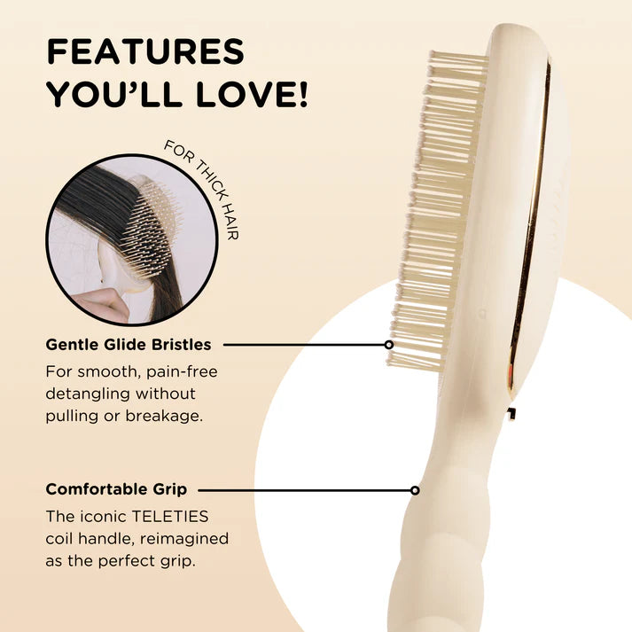 Teletie Detangler Hair Brush Tan, Thick Hair