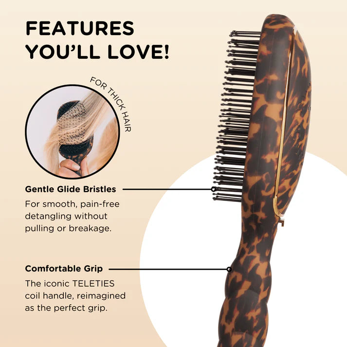 Detangler Brush Teletie Tortoise , Thick Hair