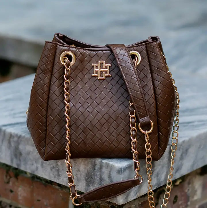 Lainey Mini Tote, Woven Chocolate