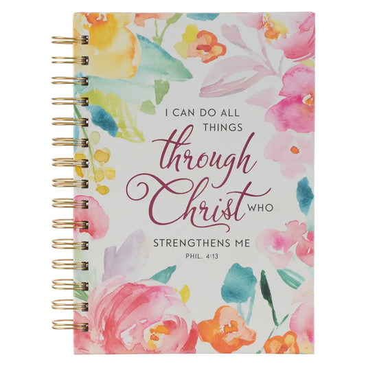 All Things Through Christ Multi Color Floral Journal