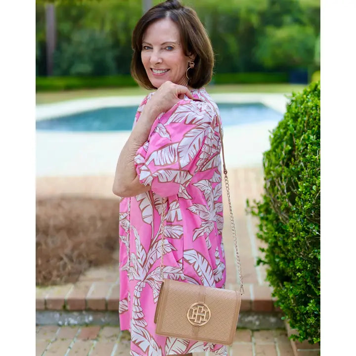 Cecilia Cirlce Logo Handbag-Woven Tan