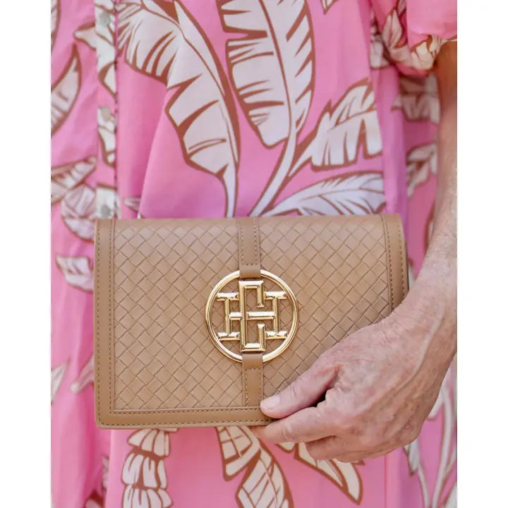 Cecilia Cirlce Logo Handbag-Woven Tan