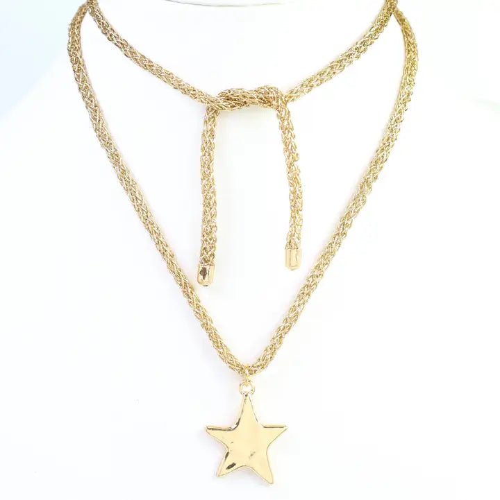 Cameron Cord Necklace Star Gold