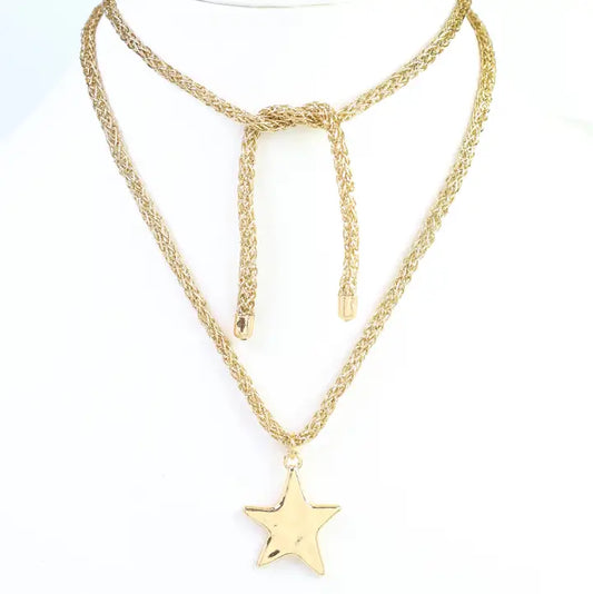 Cameron Cord Necklace Star Gold