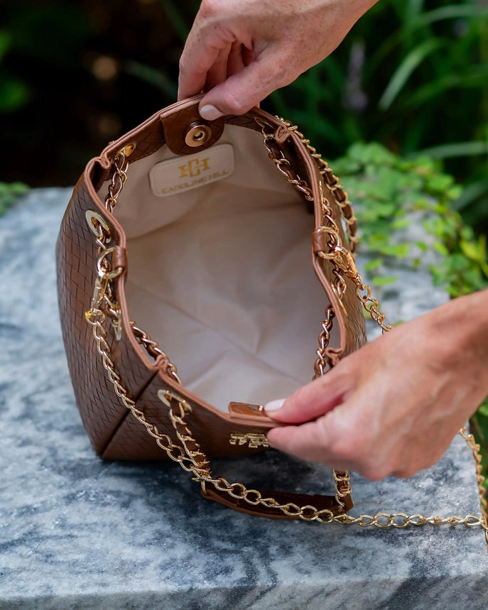 Lainey Mini Tote, Woven Chocolate