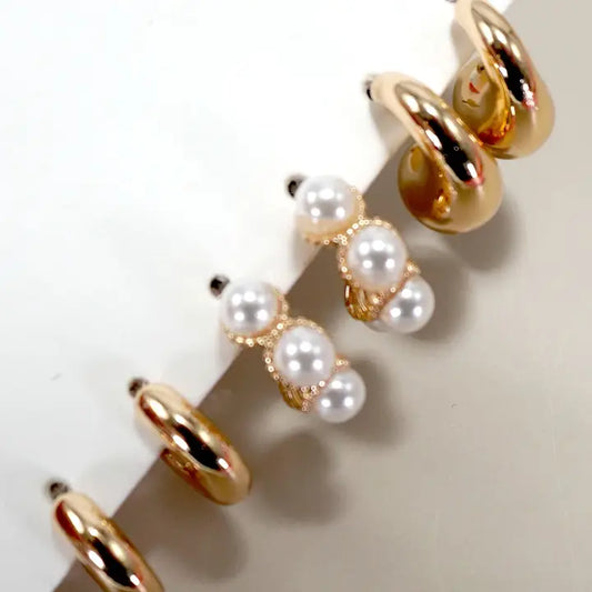 Trio Pearl Huggie Hoops