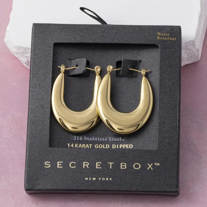 Gold Dipped Puffy Hoop Earrings
