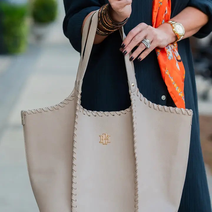 Emory Whipstitch Tote, Stone