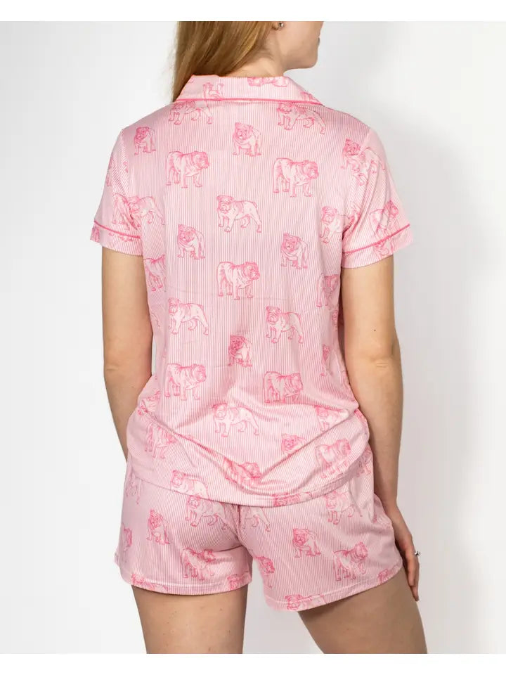 Button Up Sleep Short SET , Bulldog