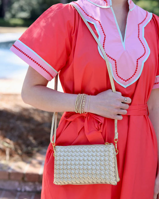 Liz Crossbody , Woven Gold
