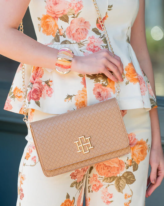 Bryn Clutch/Crossbody, Woven Tan