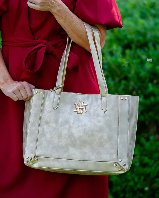 Sophie Studded Tote, Gold Shimmer